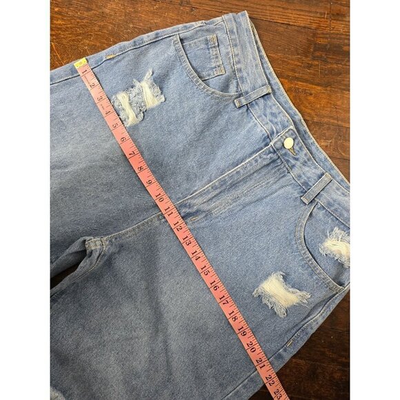 Wide Leg Distressed Casual Jeans - Picture 6 of 14